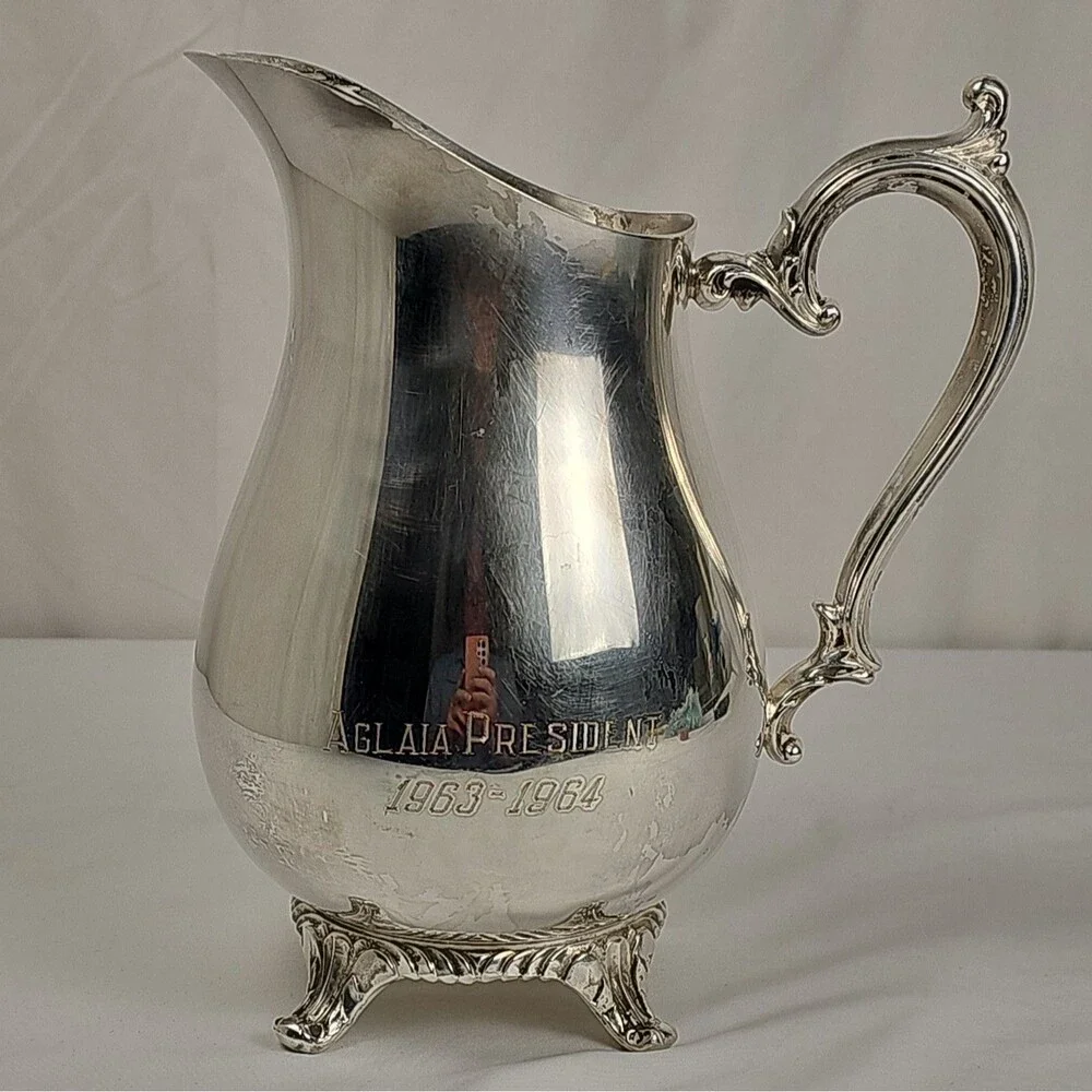 Vintage Wm Rogers 817 Silverplate Pitcher Aglaia President 1963-64 Footed